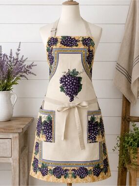 NWT Kay Dee Designs Vineyard Grapes Wine Kitchen Apron Adjustable Cotton